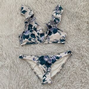 NWT Zimmerman Cassia floral waterfall frill 2 piece bikini set